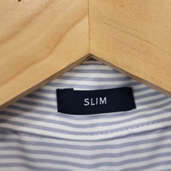 J.Crew Slim Bowery Performance Stretch Dress Shirt Bengal Stripe Blue Medium - Picture 8 of 9